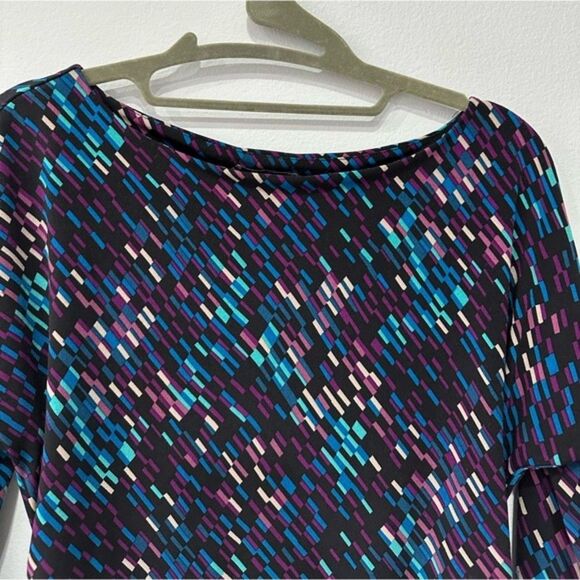 Vince Camuto Long Sleeve Multicolor Printed Retro Top Sz Small - Picture 4 of 10